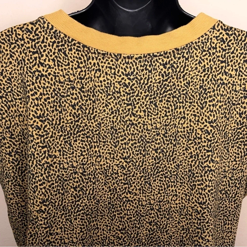 Petite Large Ann Taylor Loft Animal Print Top Cap Sleeves Cotton Blend Casual